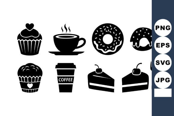 Black Dessert Silhouette Icons Set Review