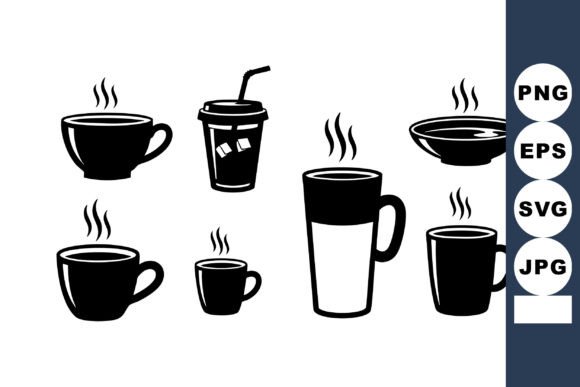 Black White Coffee Cups Vector Review