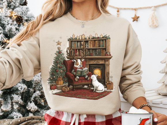 Christmas Book Lover Reindeer T-Shirt Design Review