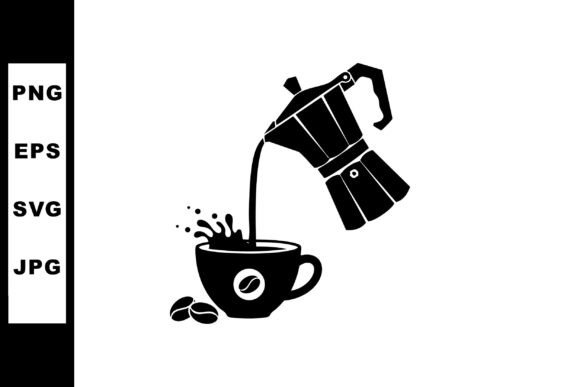 Coffee Being Poured from Moka Pot into C
