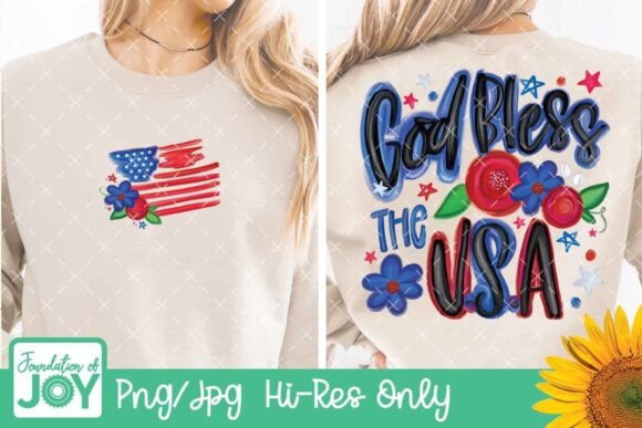 God Bless the USA Png for Embroidery Projects