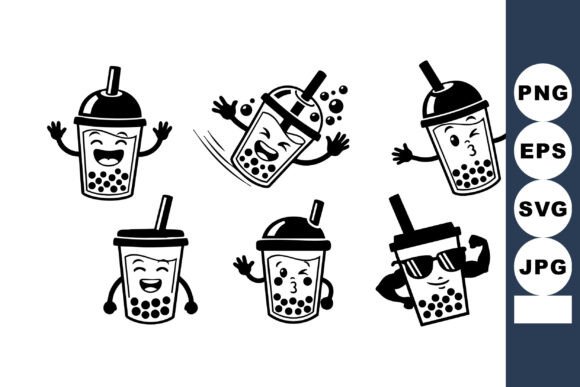 Happy Boba Tea Cups Vector Review