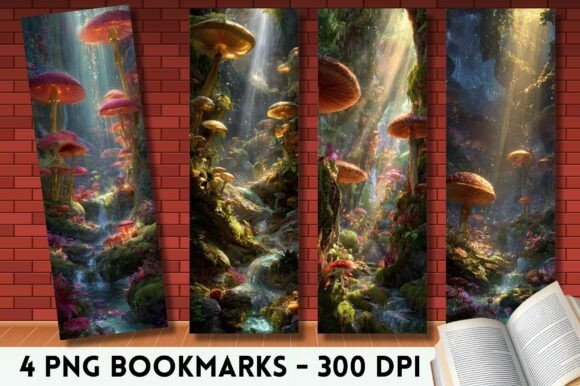 Mushroom Fairy Garden Stream Bookmark