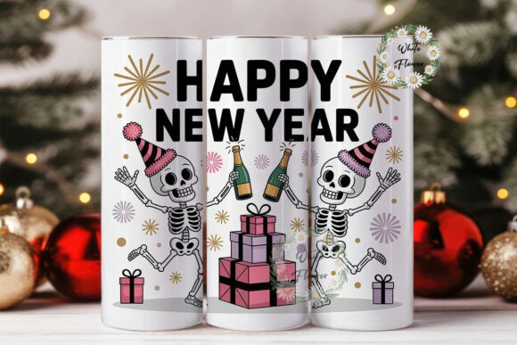 New Year Skeleton Party Tumbler Wrap Design Review