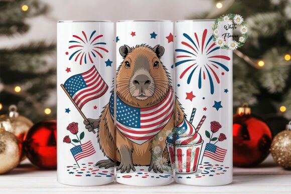 Patriotic Capybara 20oz Tumbler Wrap