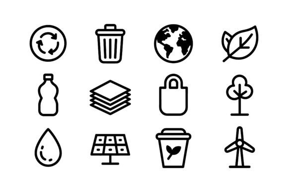 Recycle Eco Vector Silhouette Set Review